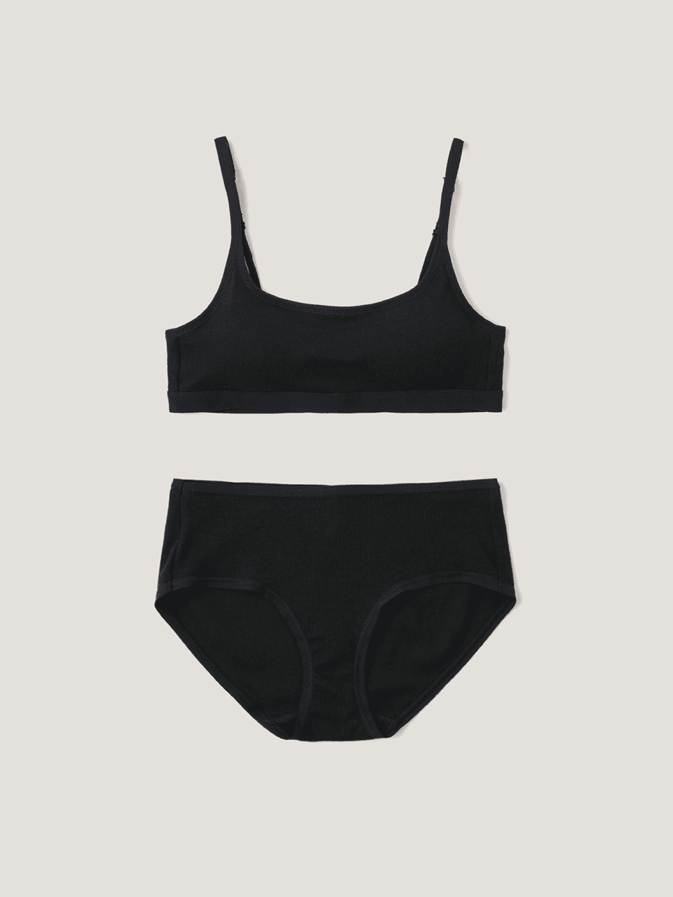 (set) Square ribbed modal set in black (스퀘어넥 모달 블랙 브라&팬티)