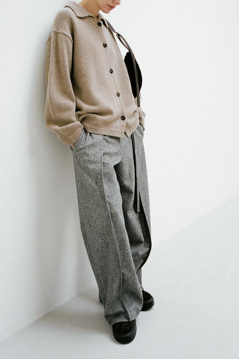 rrace - Wool Blend Pintuck Wide Pants_Gray