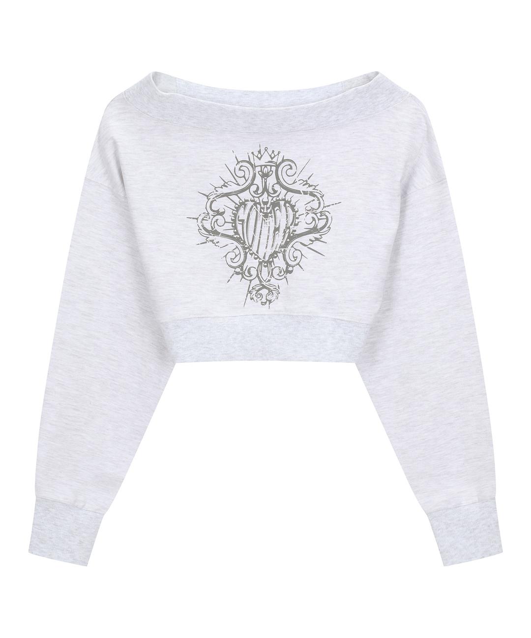 OFF SHOULDER SWEAT CROP TOP_GY