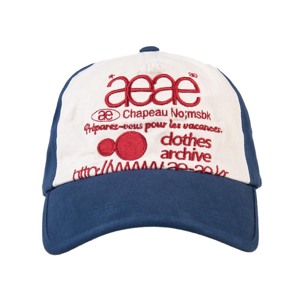 에이이에이이 aeae WEB LOGO 5PANNEL CAP BLUE/RED