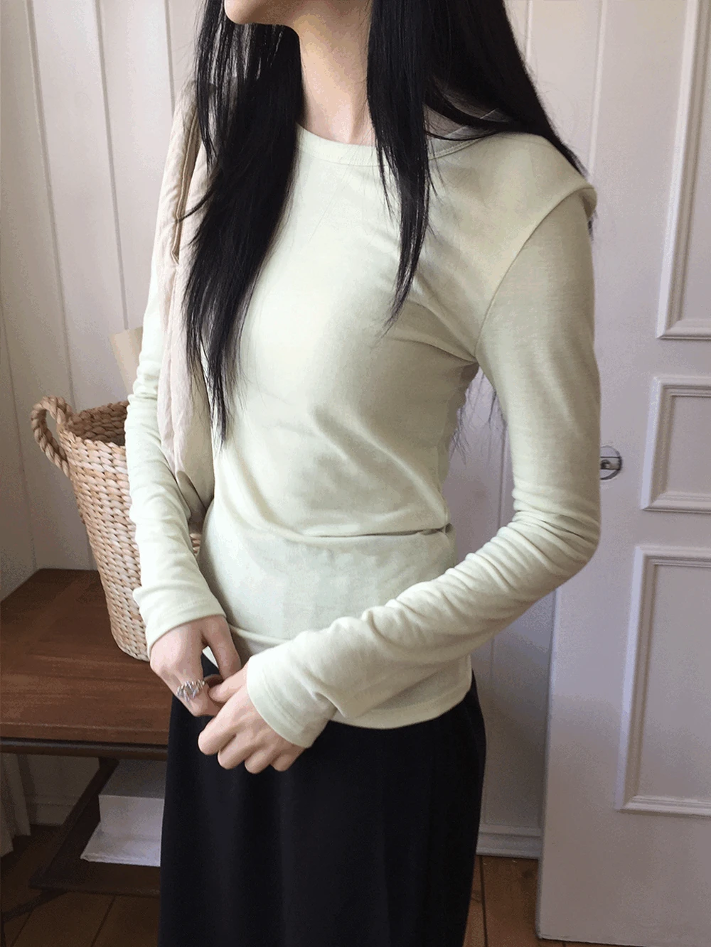 베오 슬림 컬러 베이직 긴팔티 (5c)