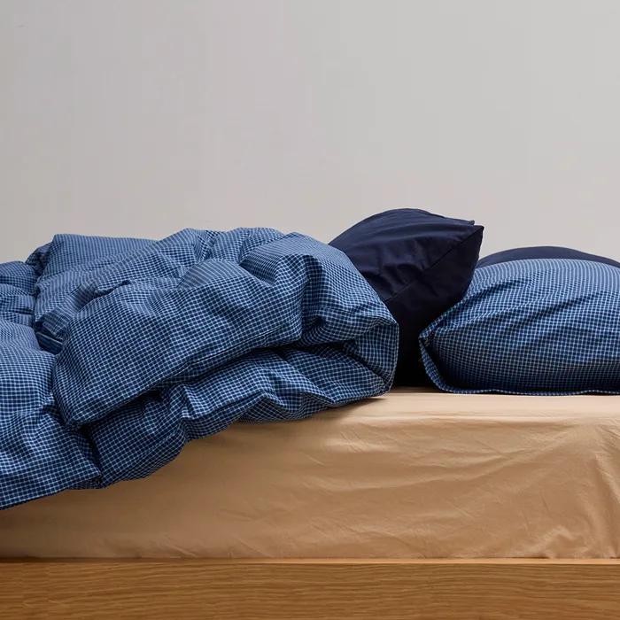 심플 네이비 체크 침구세트(이불커버+베개커버)