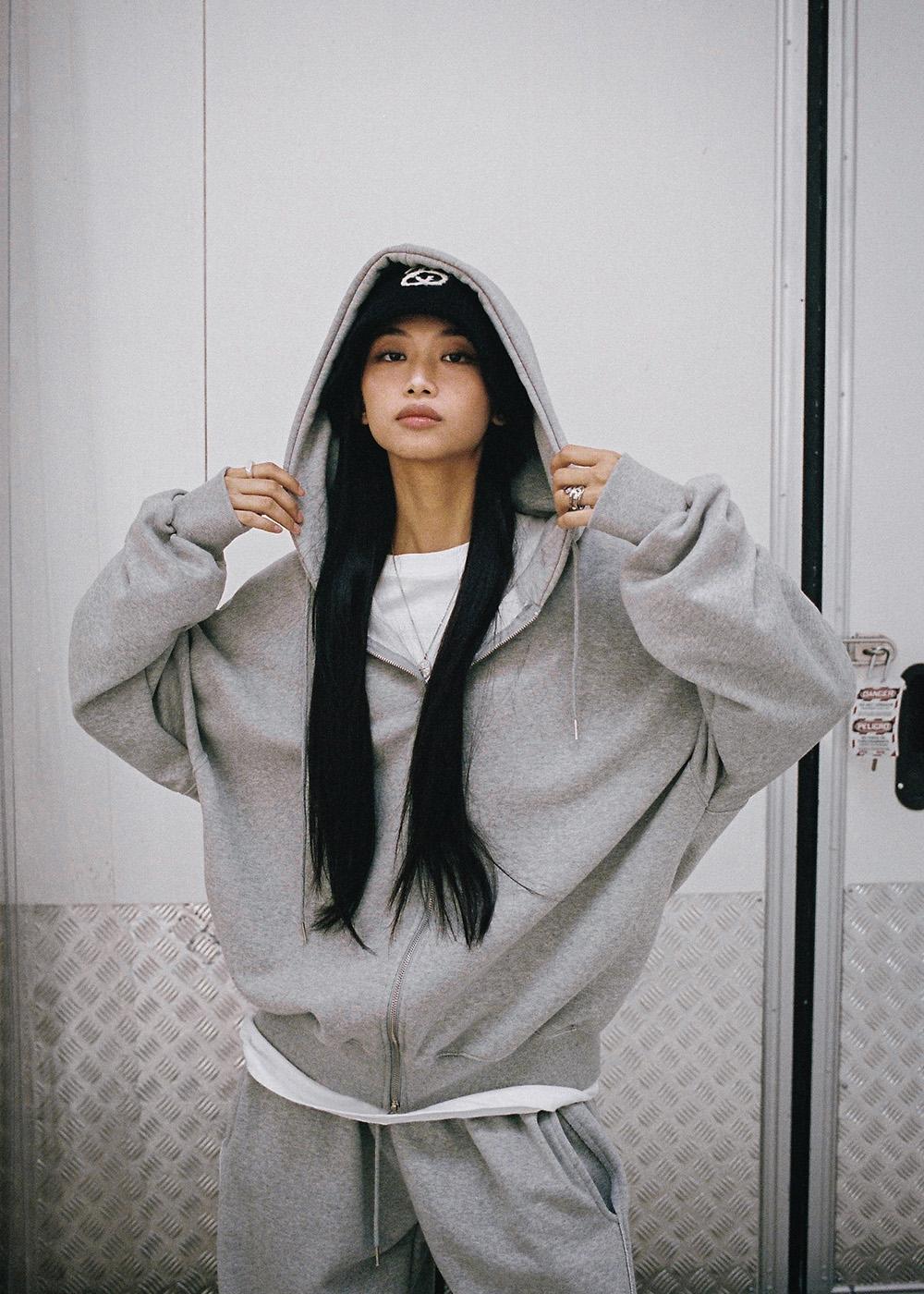 헤비코튼 오버핏 후드 집업