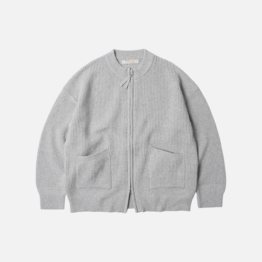 Wool deck zip up cardigan _ light gray