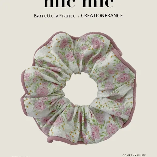 미끄미끄 프릇프릇 소소녀 감성 핑크 랍빠 플라워 로즈 스크런치 헤어슈슈 곱창 머리끈
