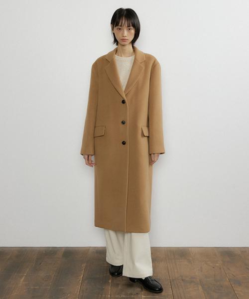 cashmere single long coat-camel