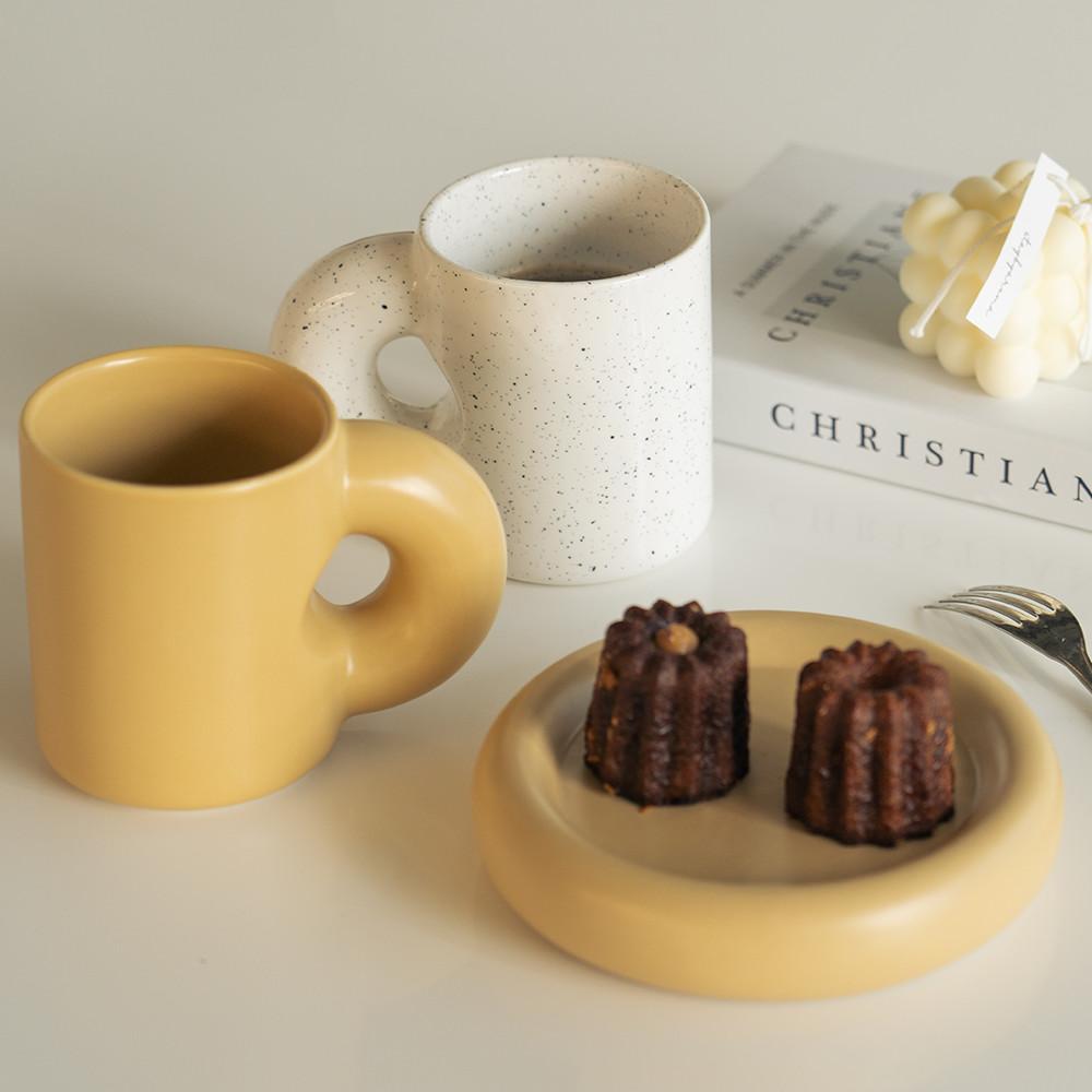 [국내발송]빅 뭉툭머그컵 뭉뚝 점박이컵 플레이트 단품 & 세트 380ml