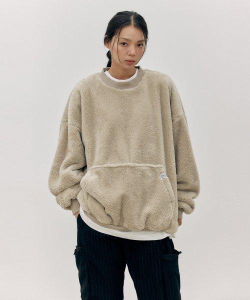 오버핏 테디베어 맨투맨 풀오버