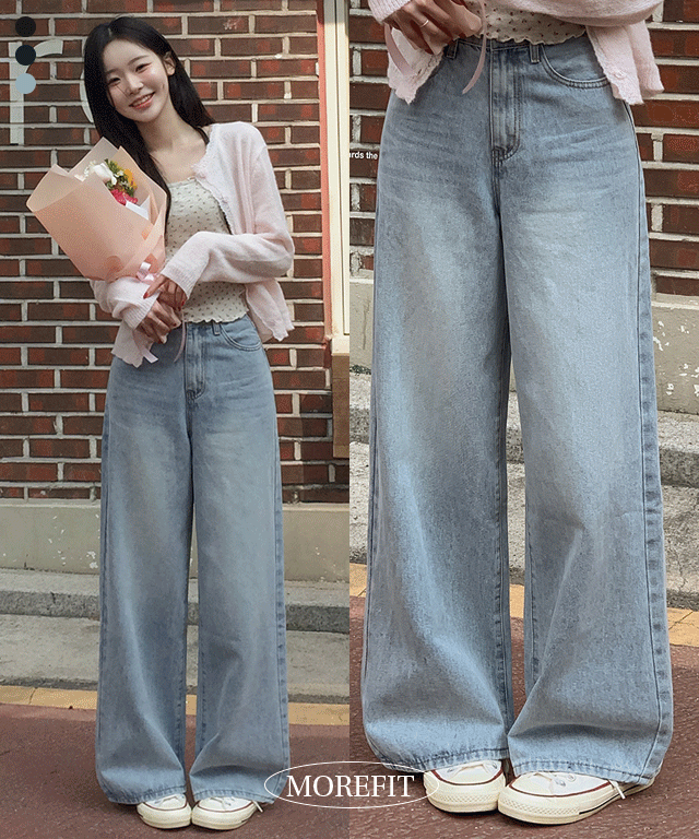 모어핏 [핏추천/숏,롱] 베이프 베이직 와이드핏 워싱 롱 데님 팬츠 3colors