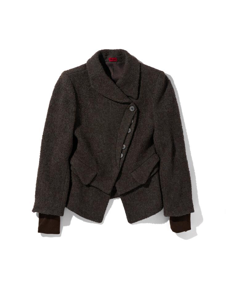 TILTED WOOL BLAZER - CHARCOAL BROWN