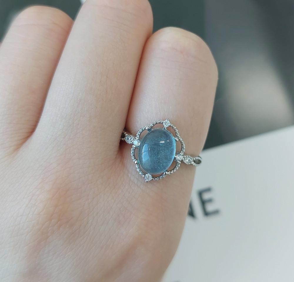 원석반지 천연 아쿠아마린반지 [10x8사이즈]에떼르노 [악마블루색]