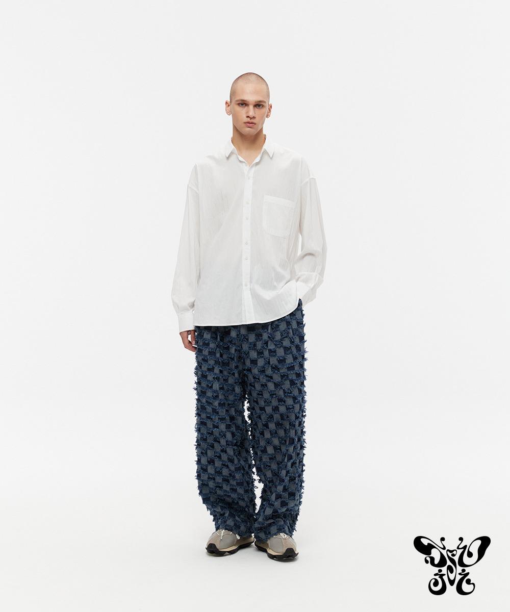 Checker Cutting Semi-Wide Bending Denim