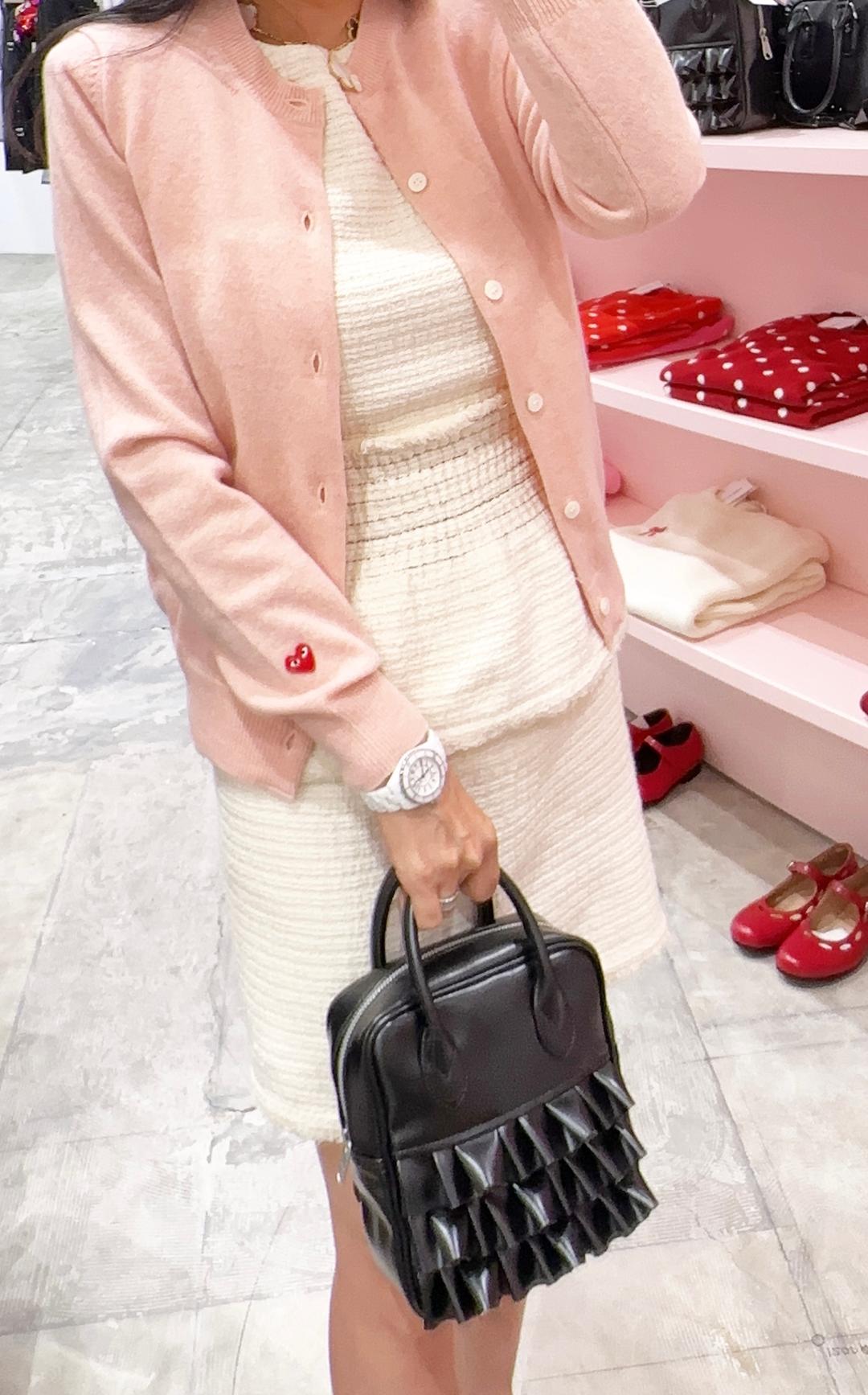 [꼼데가르송] 23FW Play 스몰 레드와펜 여성용 가디건(핑크)