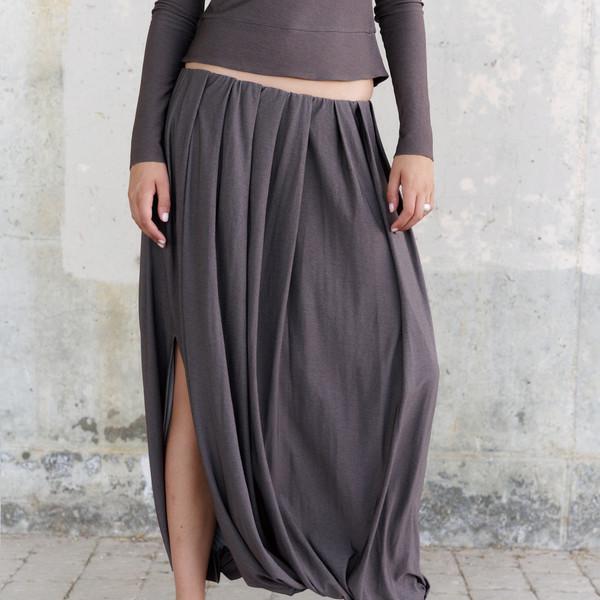 Cascade Skirt - charcoal brown