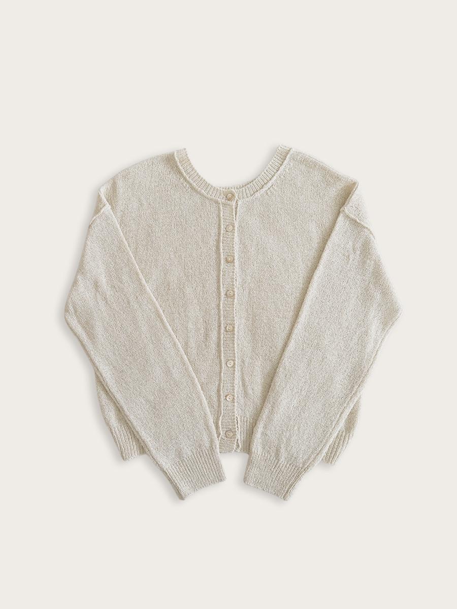 linen two-way cardigan - oatmeal