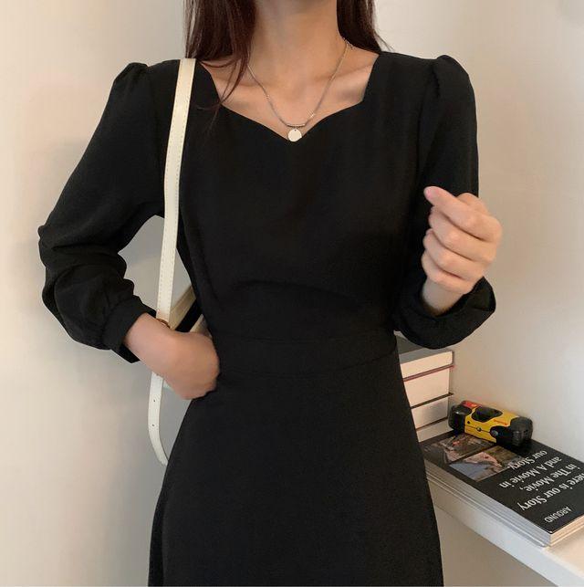 차르르 퍼프소매 스퀘어넥 롱원피스_302호