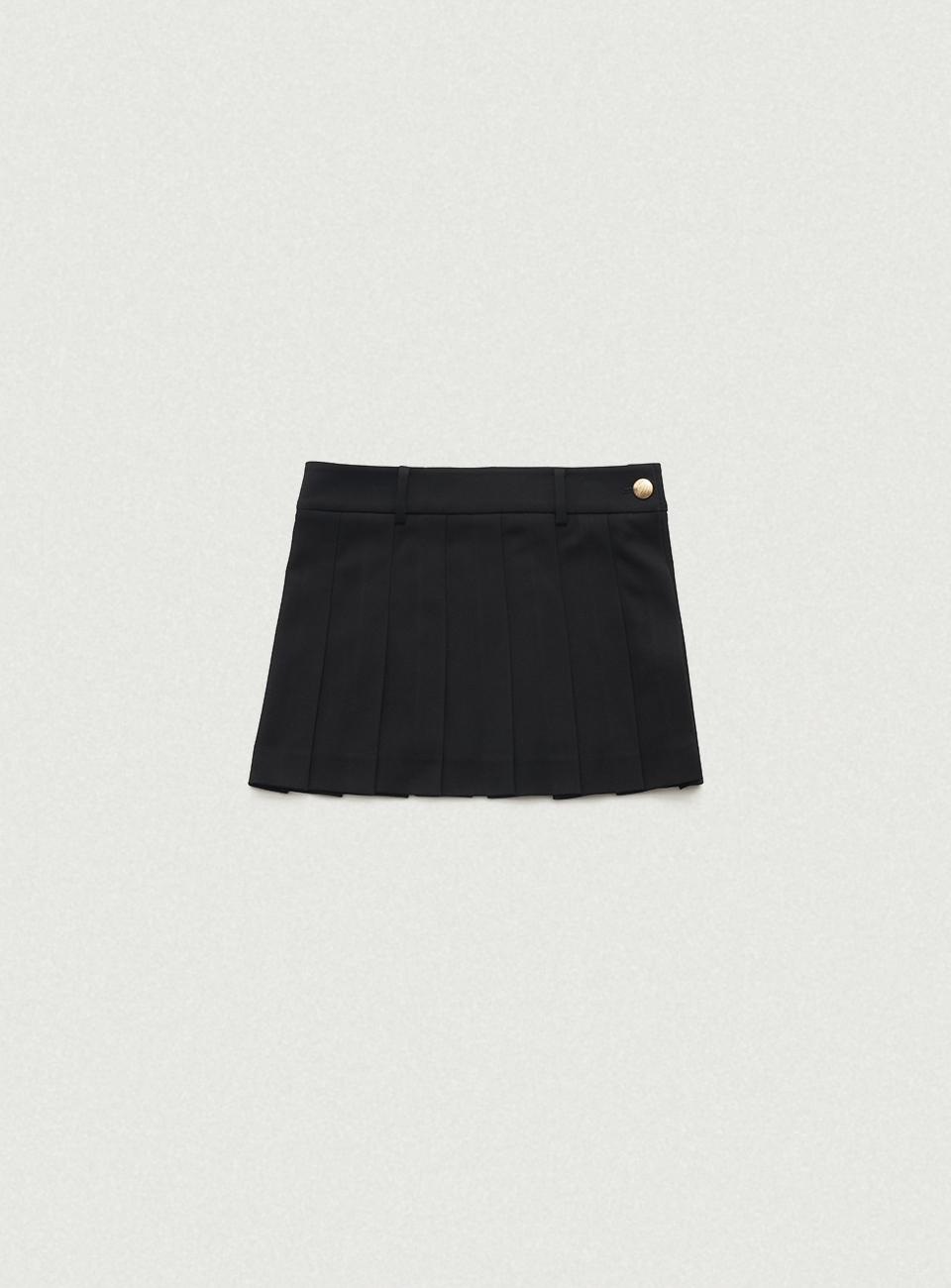 Black Reind Pleats Mini Skirt