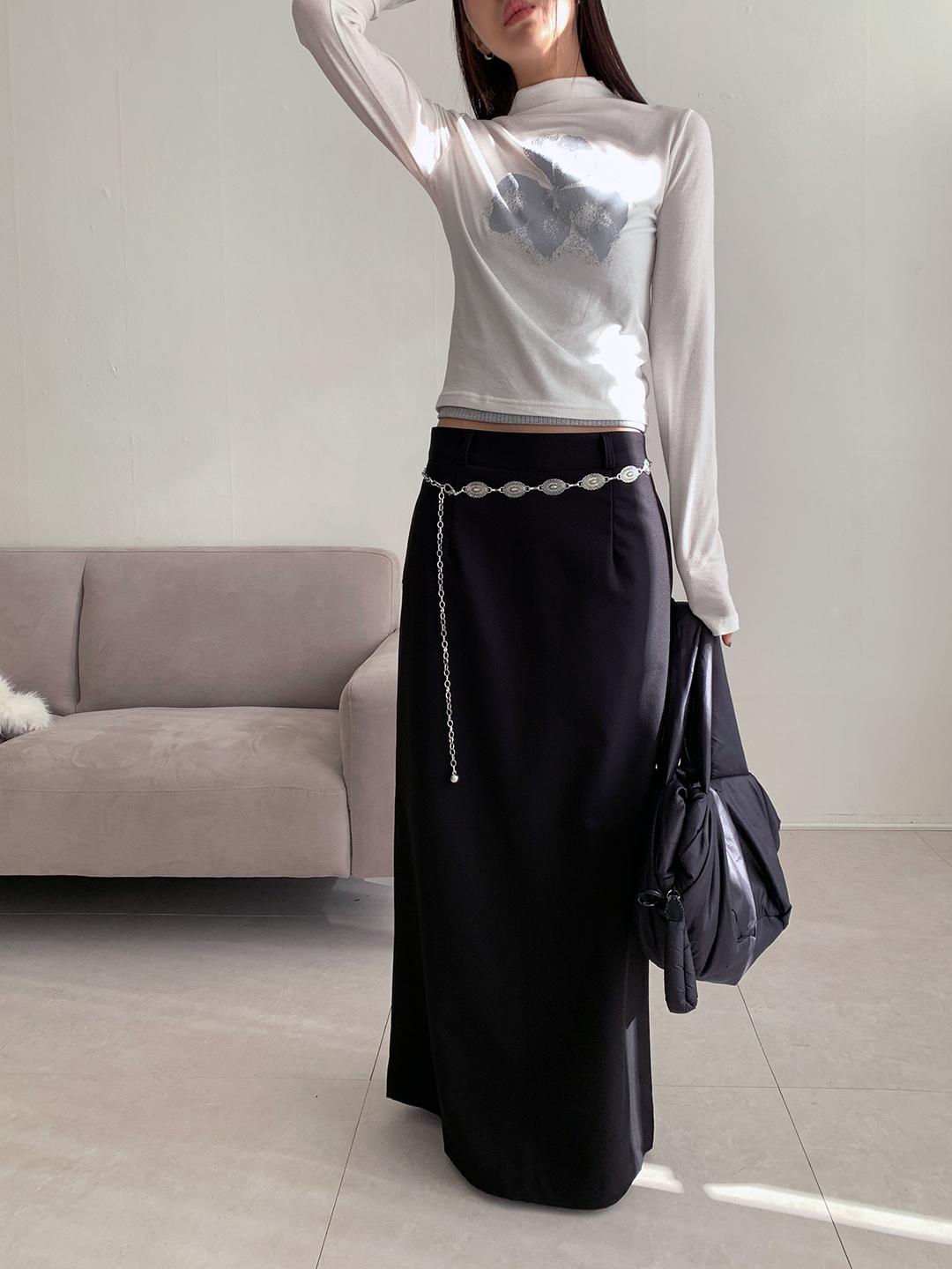 샵오르 [주문폭주/ 1800장 판매돌파]맥시 슬랙스 스커트 maxi slacks skirt (2colors)