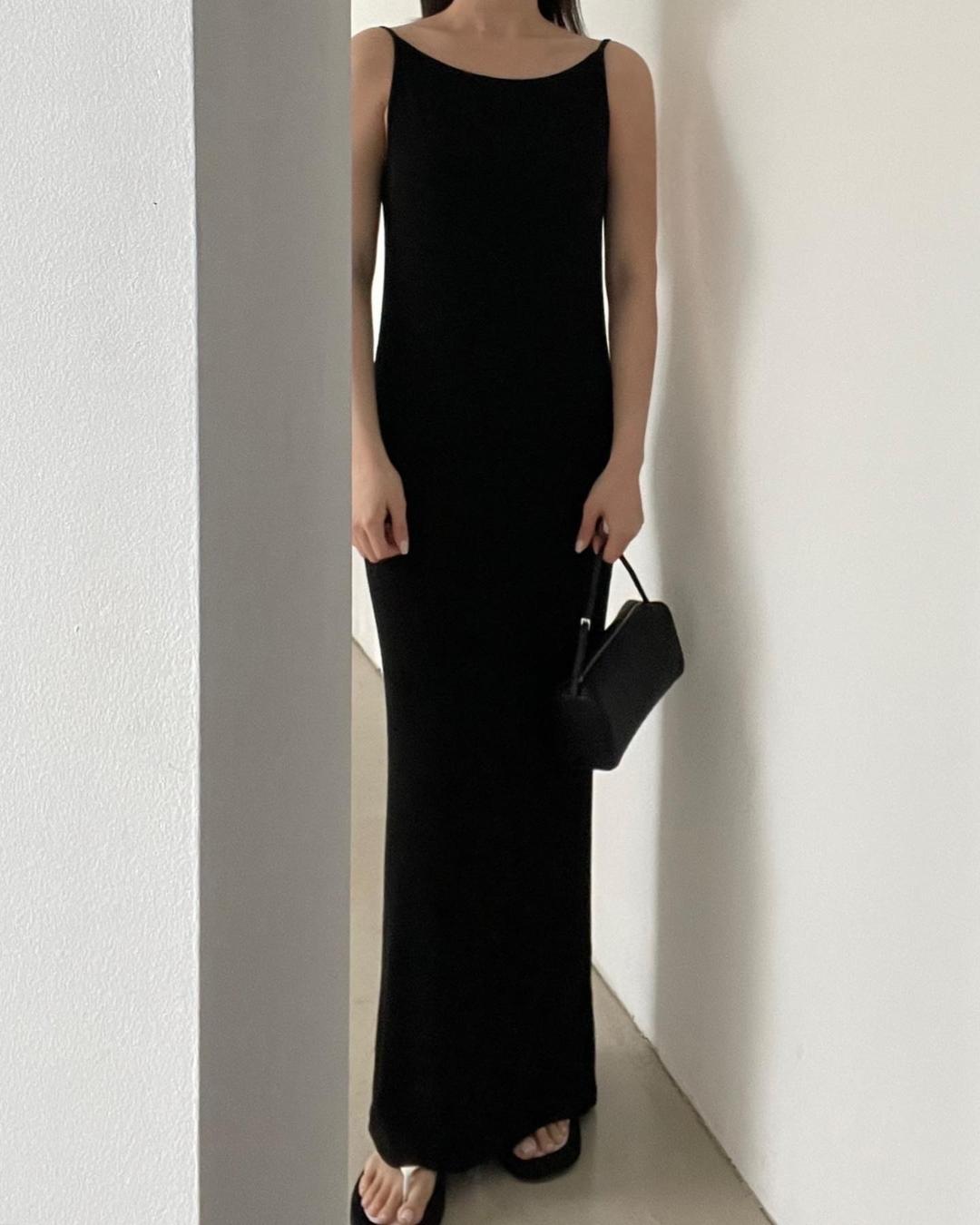 MINIMAL MAXI SLIP DRESS / 2COLORS