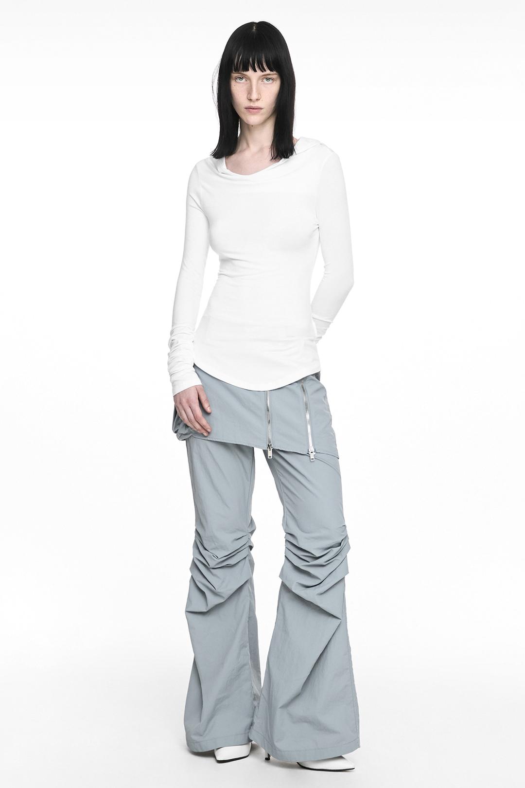 BOOTS CUT SKIRT PANTS (UNISEX) BLUE GRAY