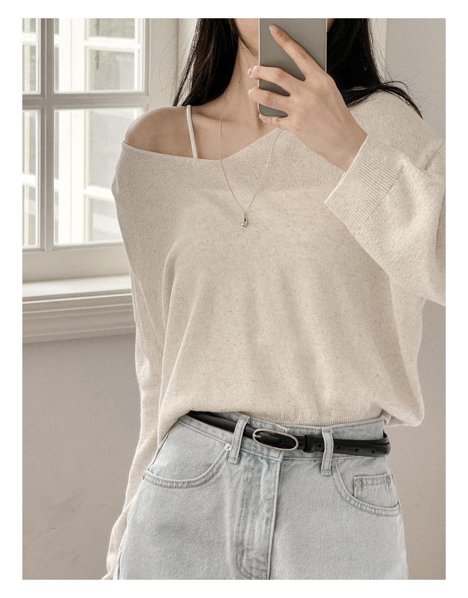 슬로우 린넨 브이 니트 (4colors)