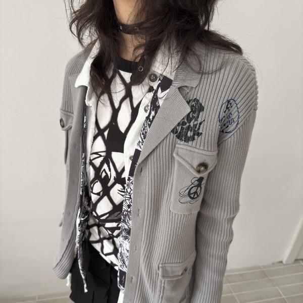 Fulltide Academy Style Graffiti Hunting Knit Cardigan