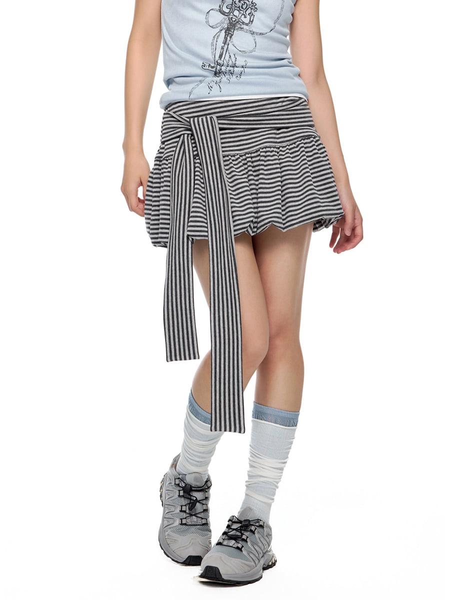 EZEK Stripe Tie Waist Mini Skirt