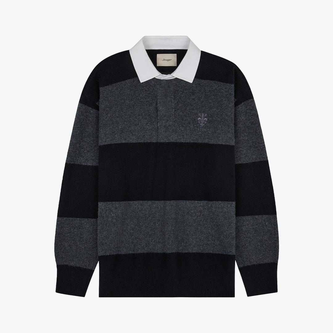Stranger Classic Fit Striped Polo Knit (Charcoal)