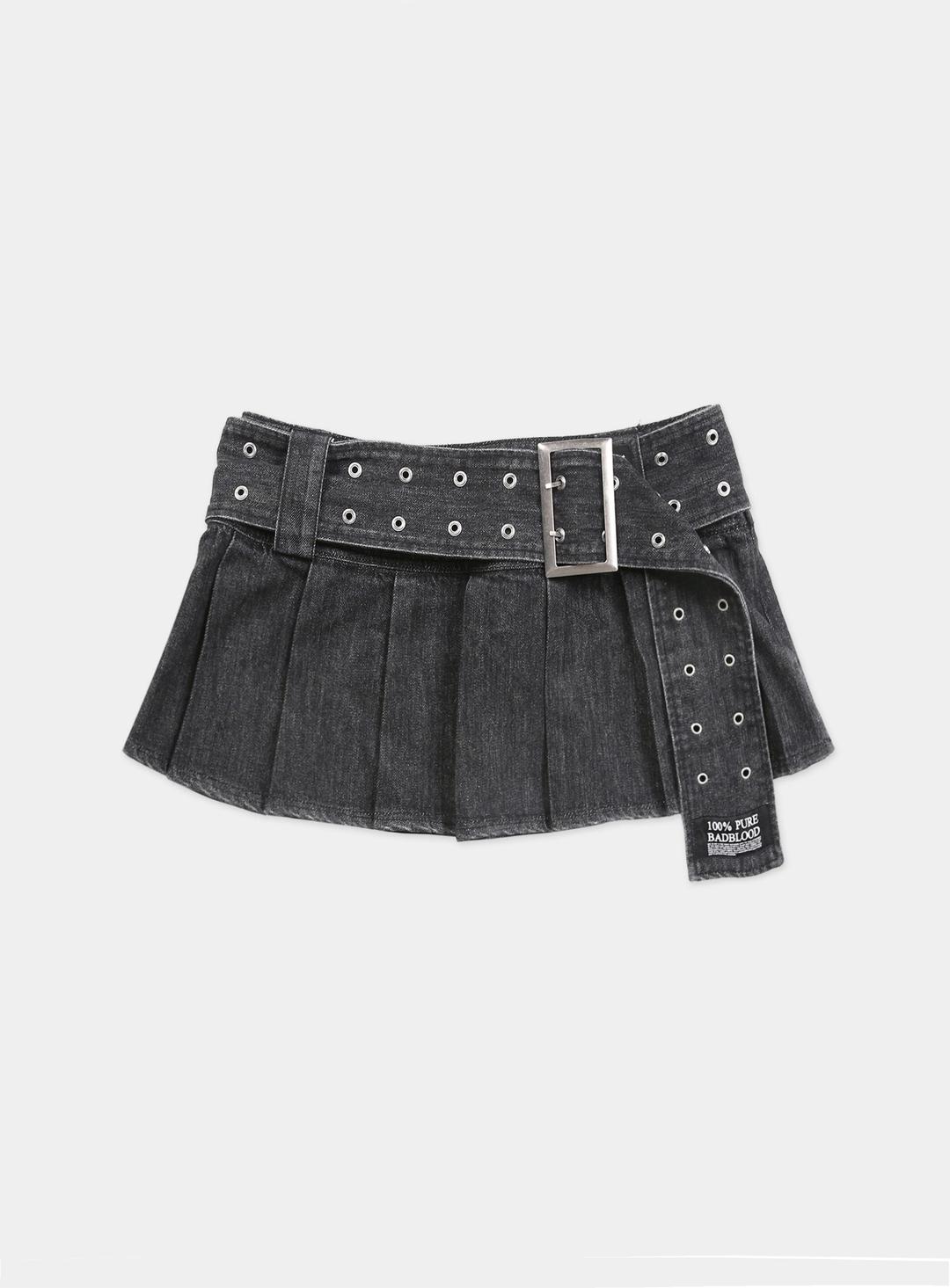 [w-skt23-022] 데님 미니 스커트 - 블랙⠀