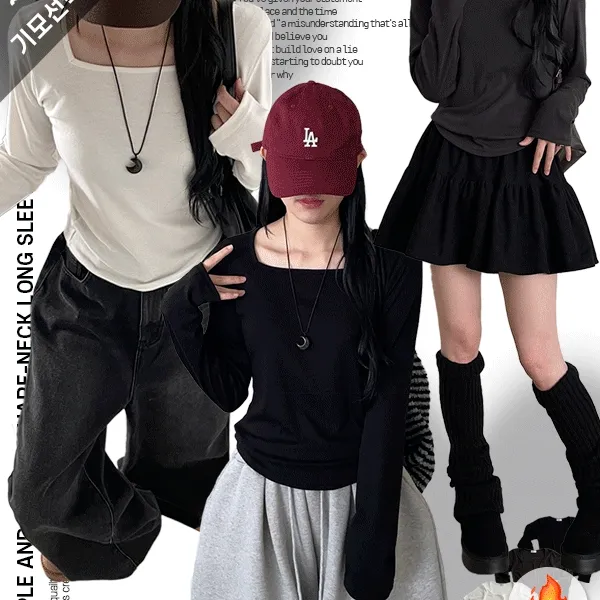 봄신상 특가 스퀘어넥 긴팔티 [빅사이즈/통통제작]