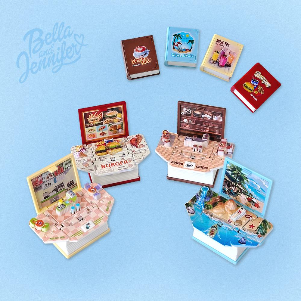 3D 팝업북 토이 키링 2탄 4종 키치 열쇠고리 키홀더 장난감 귀여운 선물 커플템 우정템