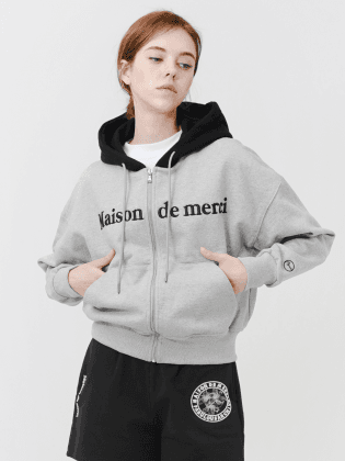 우먼즈 엠보로고 크롭 후드집업 멜란그레이(FCC1ZP391W)