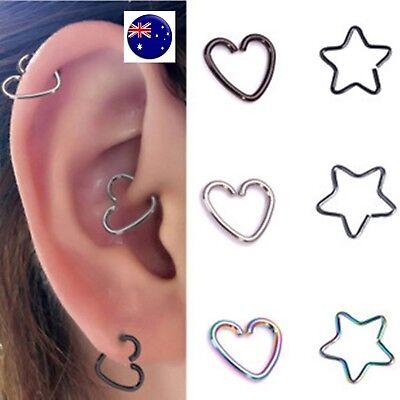1 piece Women 316L Titanium Steel Anti-allergy Heart Star Side Earrings Piercing