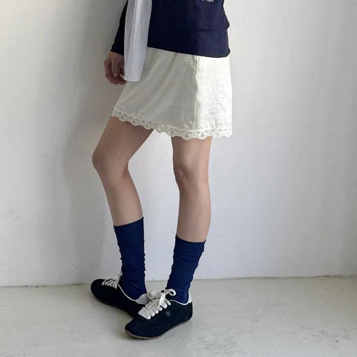 Shell Lace Mini Skirt_Vanilla