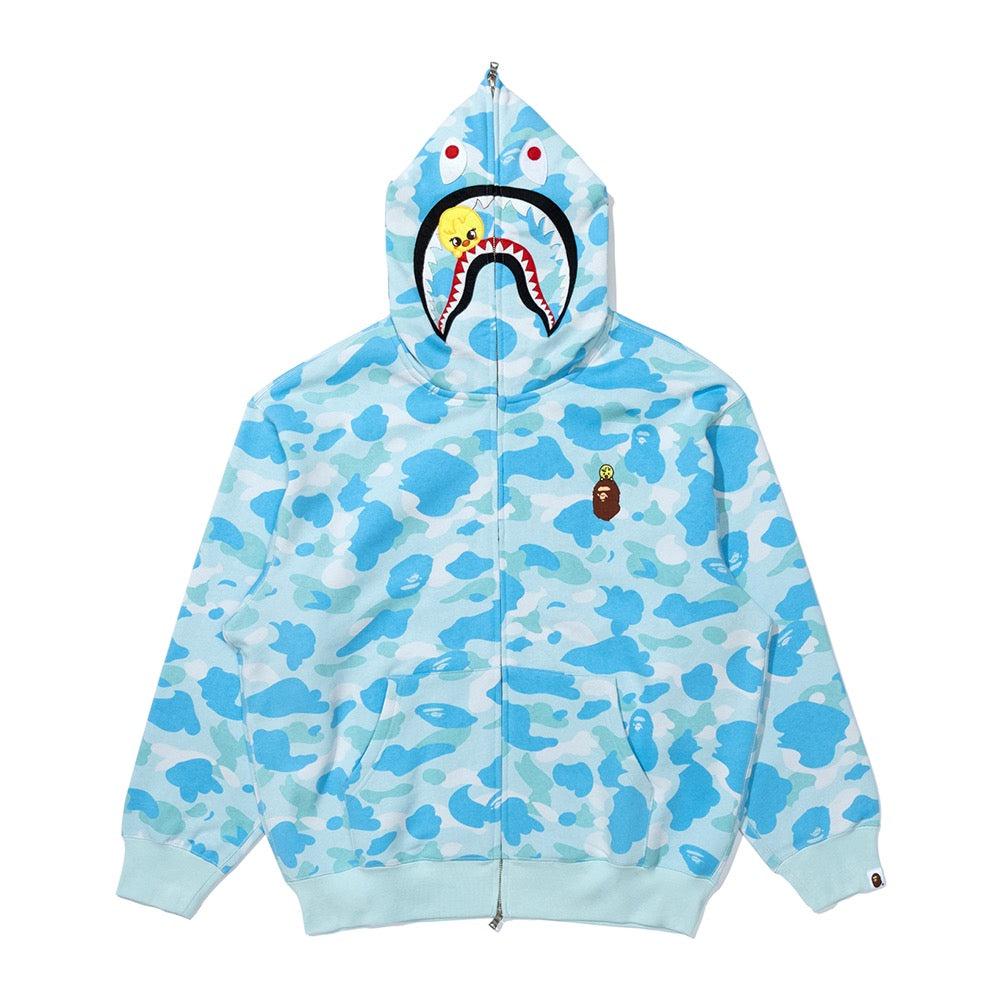 BAPE X STRAYKIDS BBOKARI 샤크 풀 집 후드(M) SAX