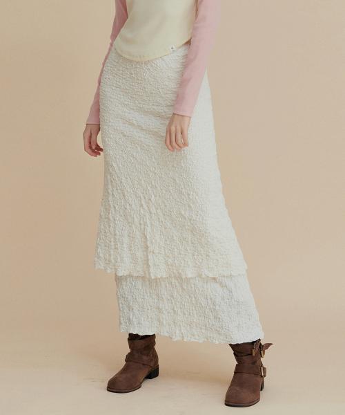 네오즈 레이어드 셔링 롱 스커트