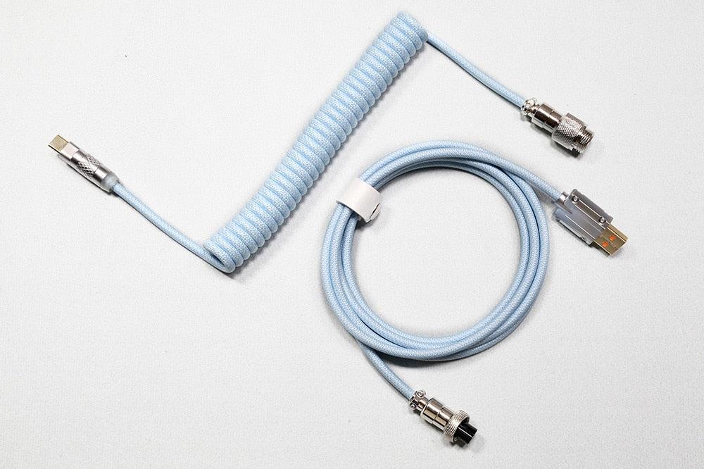 LOOP Aviator Connector Cable USB A to type C GX12 Aviation For Mechanical Keyboard Handmade Cotton Yarn PE RGB Breathing Light - LOOP Aviator USB-C Cable / Blue