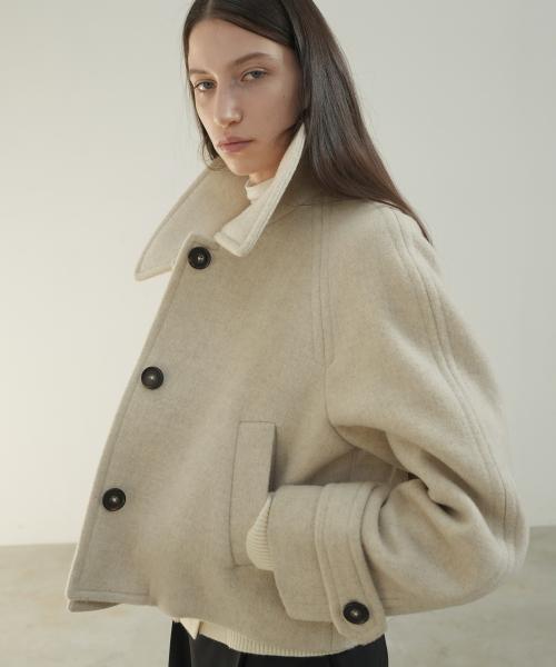 RAGLAN SHORT WOOL COAT / OATMEAL
