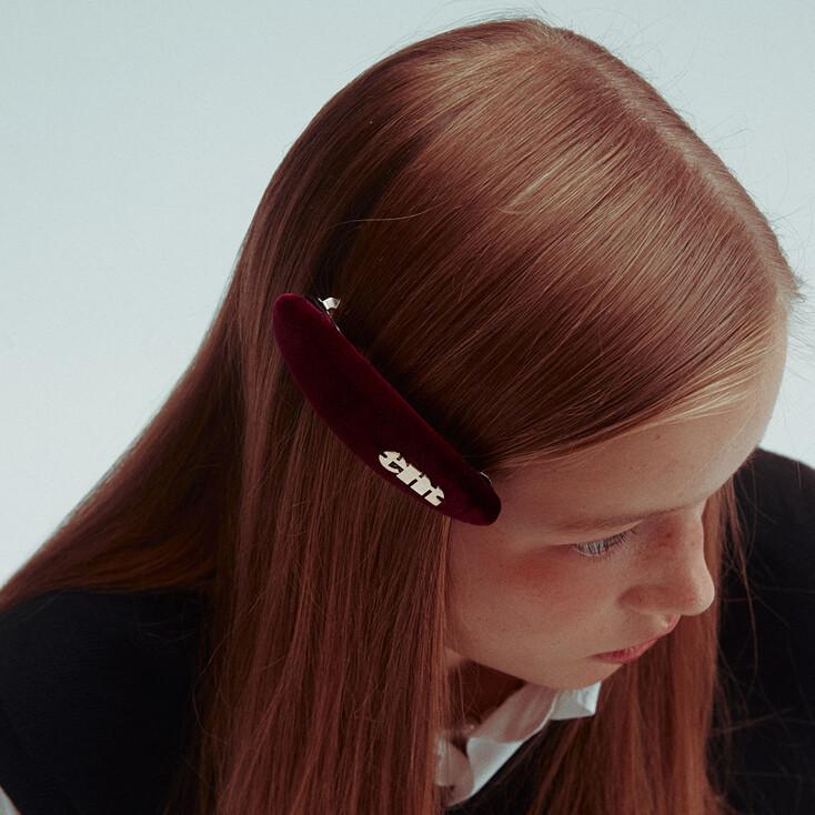 Large Plum Oval Velvet Hair Pin