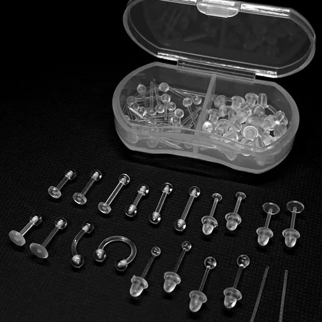 [대량 최저가 2+1] 60개 투명 실리콘귀걸이 투명피어싱 12종 학생 새학기 면접 무알러지 투명귀걸이