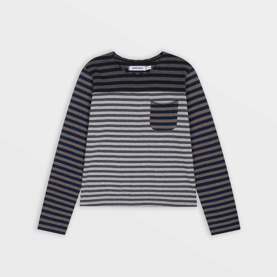 [2월 13일 18:00 발매 예정] 1/2 Journey Stripe Long Sleeve (Gray)