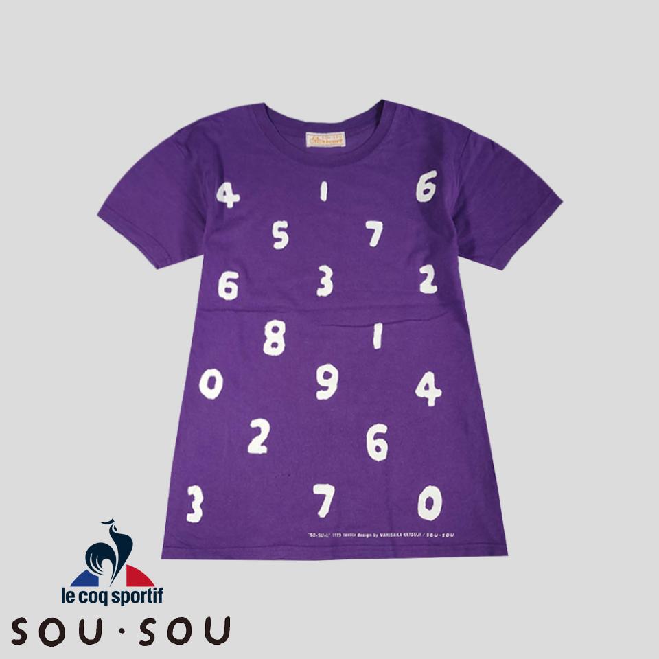 SOUSOU 소우소우 X 르꼬끄 퍼플 화이트 숫자 멀티 프린팅 반팔 티셔츠 XS