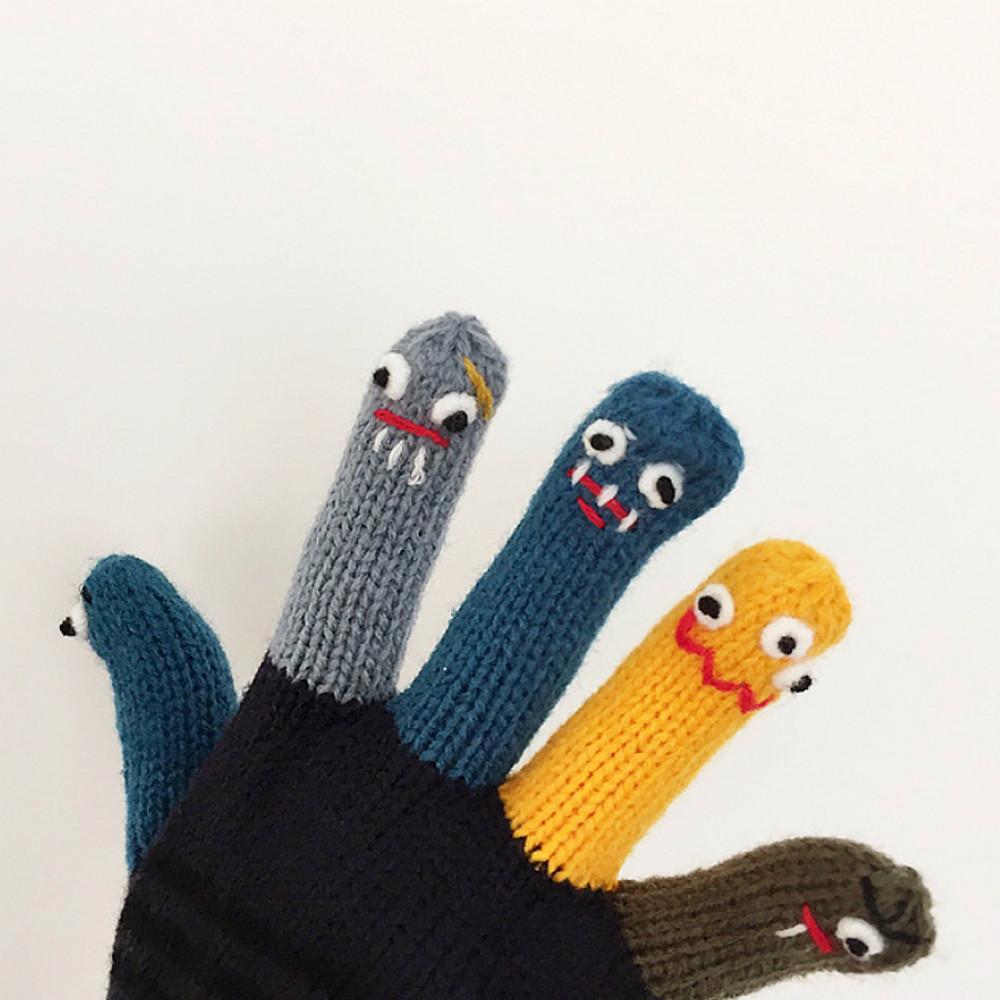 [바이프링]포인트 몬스터 니트 손가락장갑 방한 겨울장갑