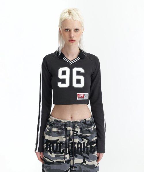96 Crop Long Sleeve Top - Charcoal