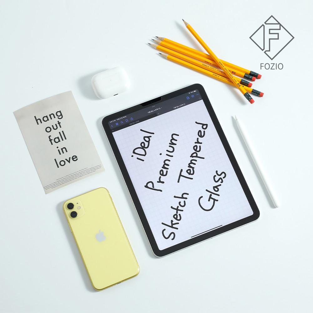포지오 iDeal 아이패드 에어5 에어4 10.9 프로11 프로12.9 Premium 스케치 강화유리 글라스 종이질감 강화유리필름