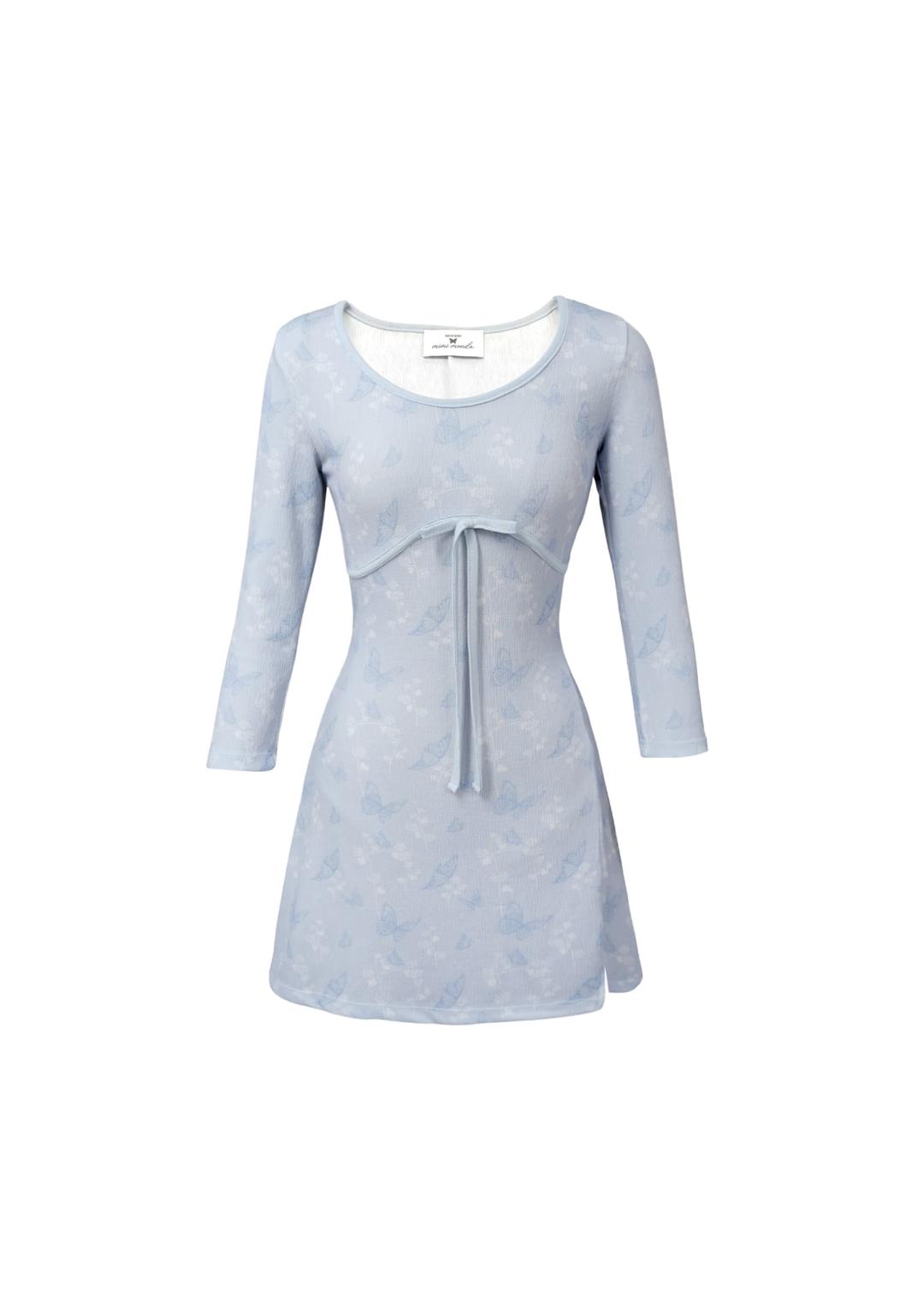 Bust line afternoon dress(blue)