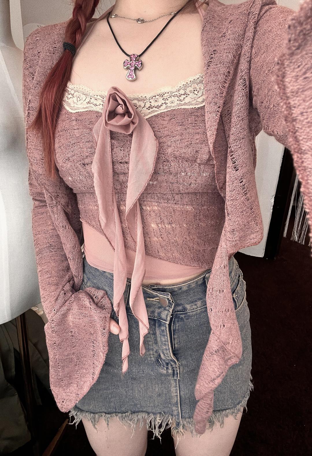rose cardigan & top set