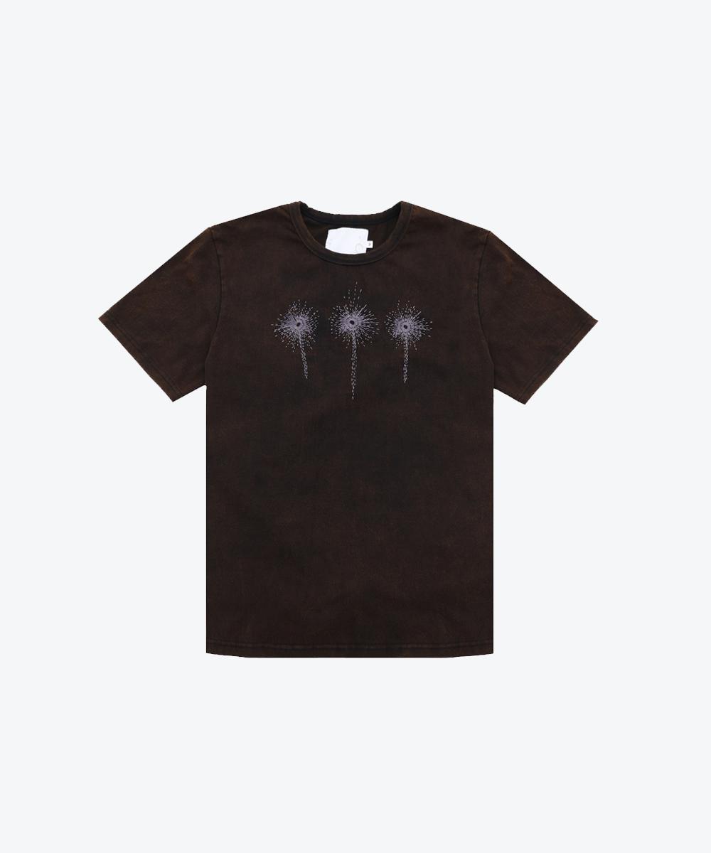 Wild Flowers Embroidery T-shirt (Washed black)