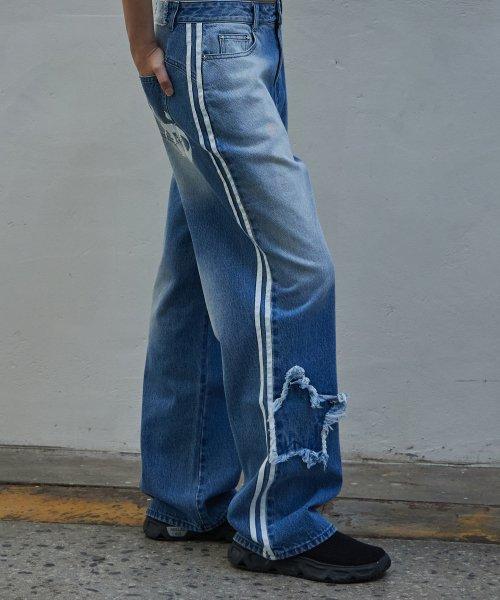 스타-스티치 2라인 데님 팬츠 (블루)