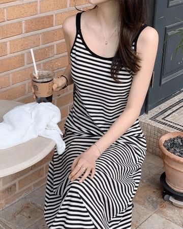 이런 상품 어때요? 4426 여름원피스 스트라이프 민소매 나시 a라인 롱 원피스